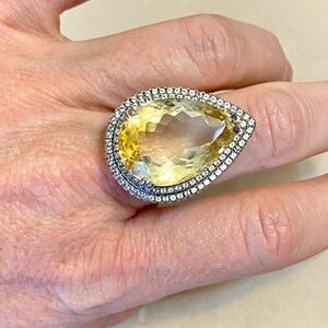 Citrine & Topaz Sterling Silver Statement Ring Size 6